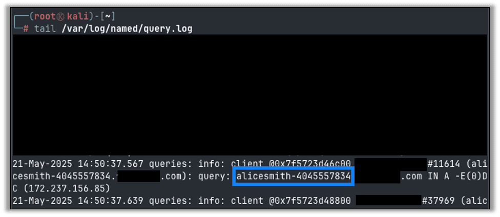 Query.log shows the data coming through to our server