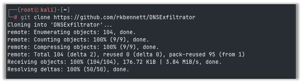 Downloading the DNSExfiltrator project from GitHub