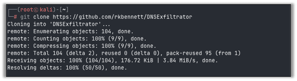 Downloading the DNSExfiltrator project from GitHub
