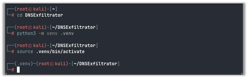 Creating and activating the new Python virtual environment