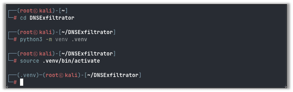 Creating and activating the new Python virtual environment
