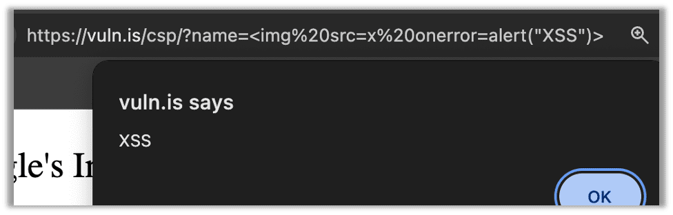 Inlining the script through an image tag allows the XSS to work.