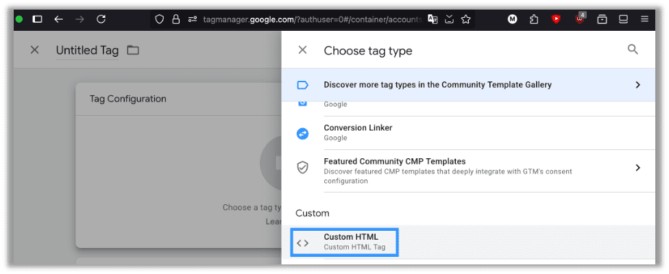 Configuring your tag
