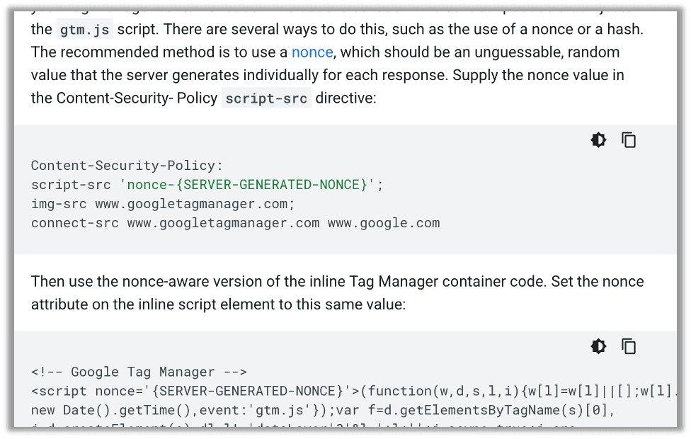 Google documentation for setting a nonce.