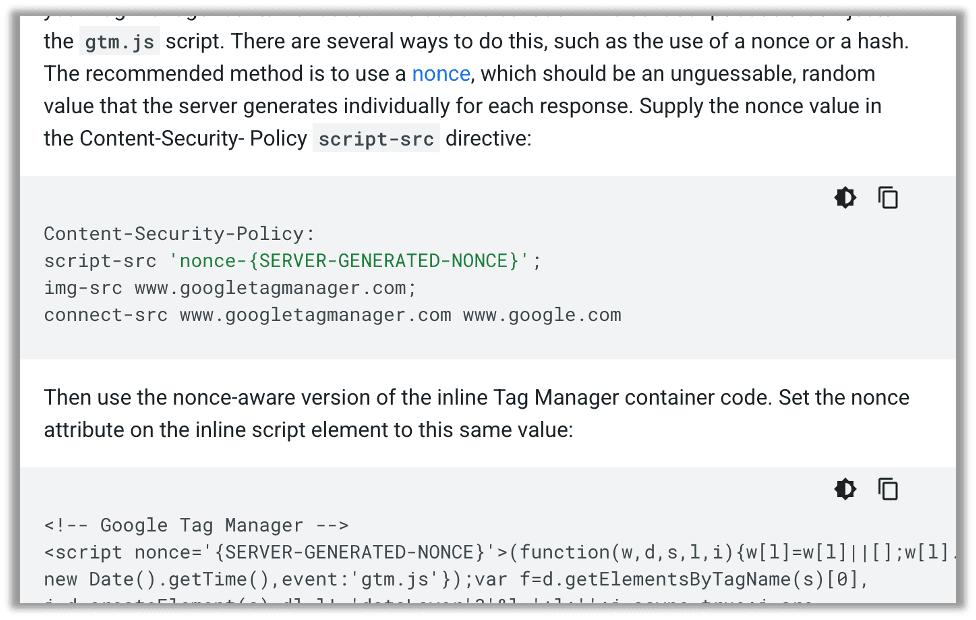 Google documentation for setting a nonce.