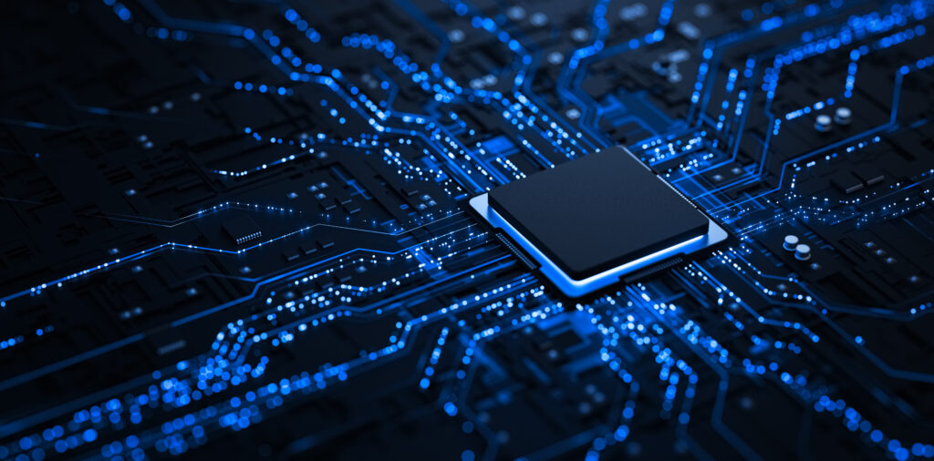 Processor chip on circuit board graphic