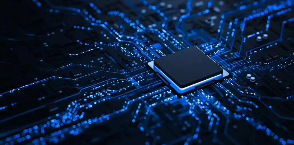 Processor chip on circuit board graphic