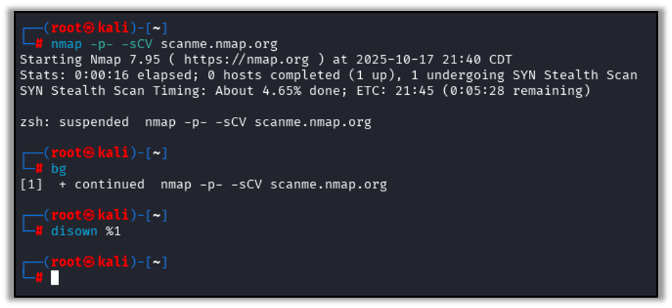 Commands to migrate the process