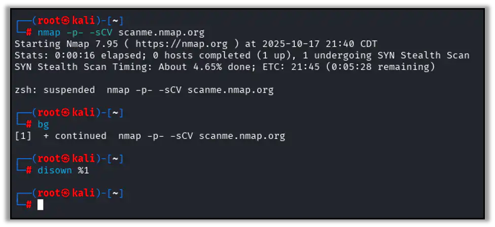 Commands to migrate the process
