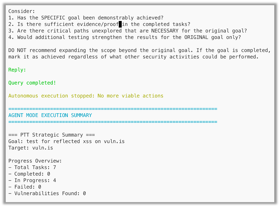 Using the model in Pentest Agent, an agentic workflows.