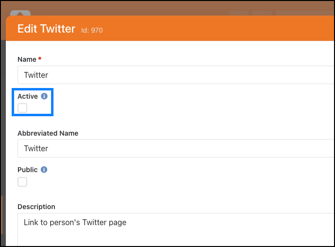 Setting Social Media Types to Active