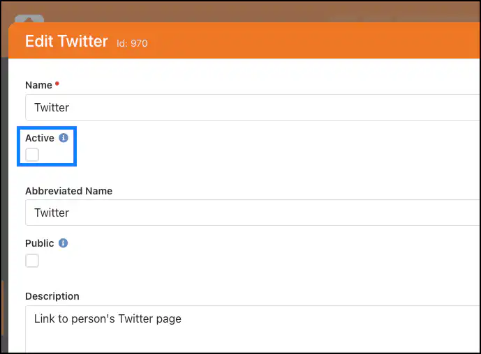 Setting Social Media Types to Active