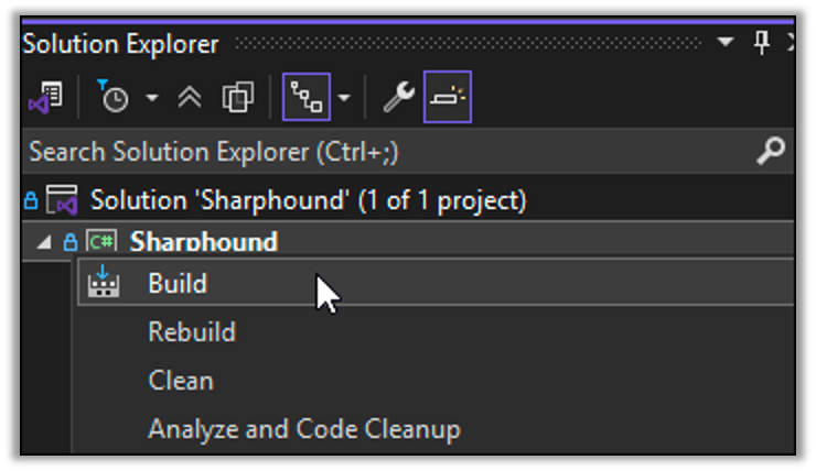 Select Sharphound in Visual Studio