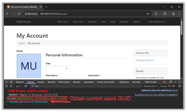 Obtain the Current user’s GUID using Developer Tools