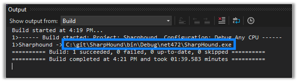 The File Path shows When the Build Has Succeeded