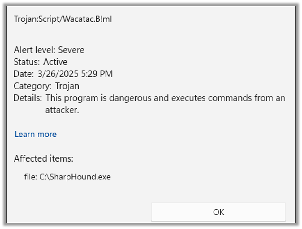 Defender Flagged the File as Malware