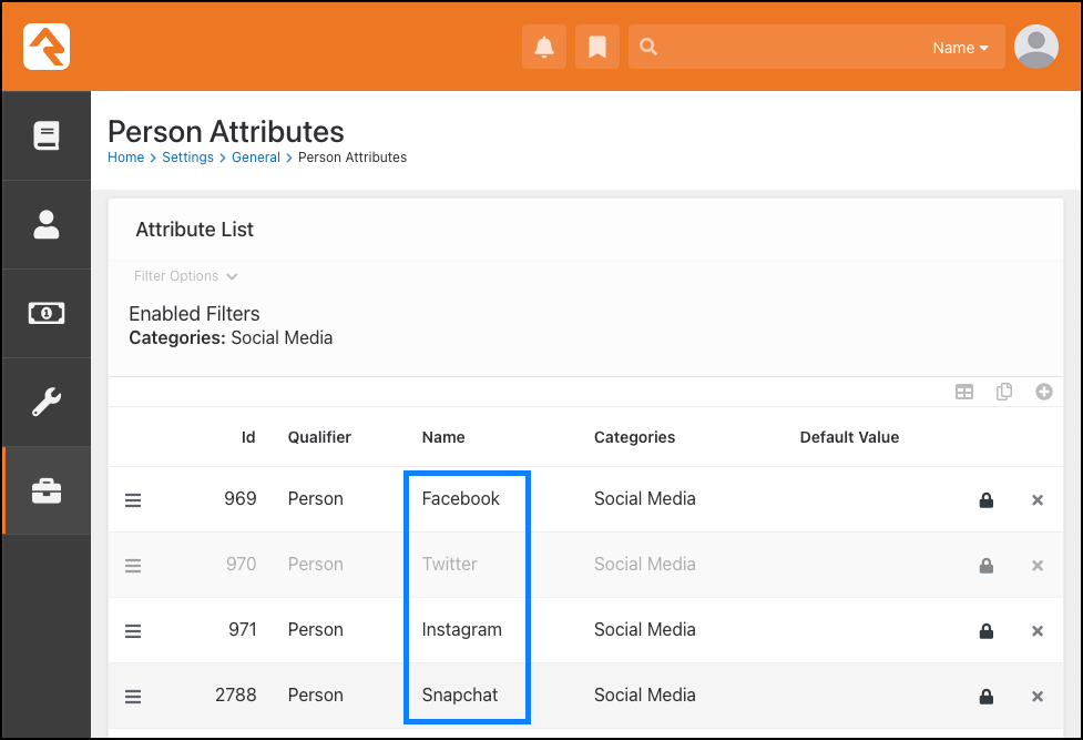 Person Attributes Include Social Media Types