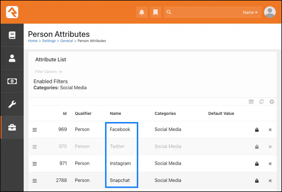 Person Attributes Include Social Media Types