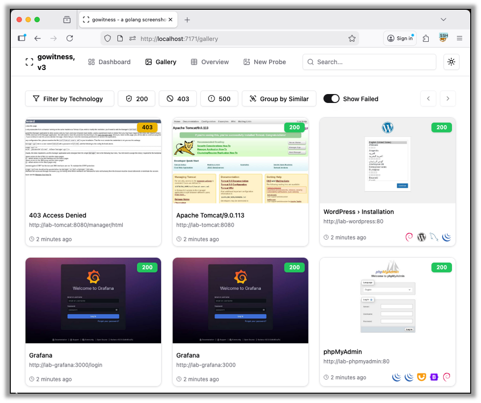GoWitness Results in a Browser