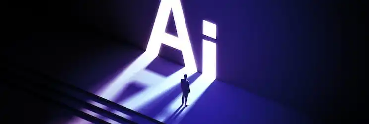 Person looking at AI