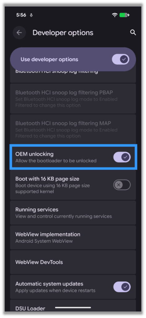 Enabling OEM Unlocking